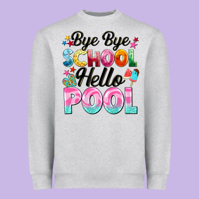Bye Bye School Hello Pool Heavyweight Sweatshirt Designed By Barkaloodesign