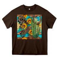 Chocolate Brown horseshoe and cactus Heavy Core Tee - BundleAndBundleShop
