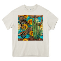 Cream horseshoe and cactus Heavy Core Tee - BundleAndBundleShop