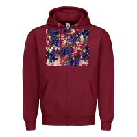 Burgundy American flag sparkly  tumbler Zipper Hoodie - HowdyJamesFarm