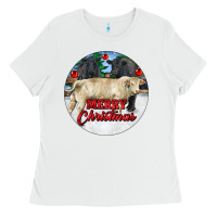 White Merry Christmas Charolais Bull Ladies Tee - RanaPortraitStore