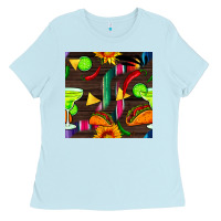 Baby Blue margarita and taco seamless pattern Ladies Tee - BundleAndBundleShop