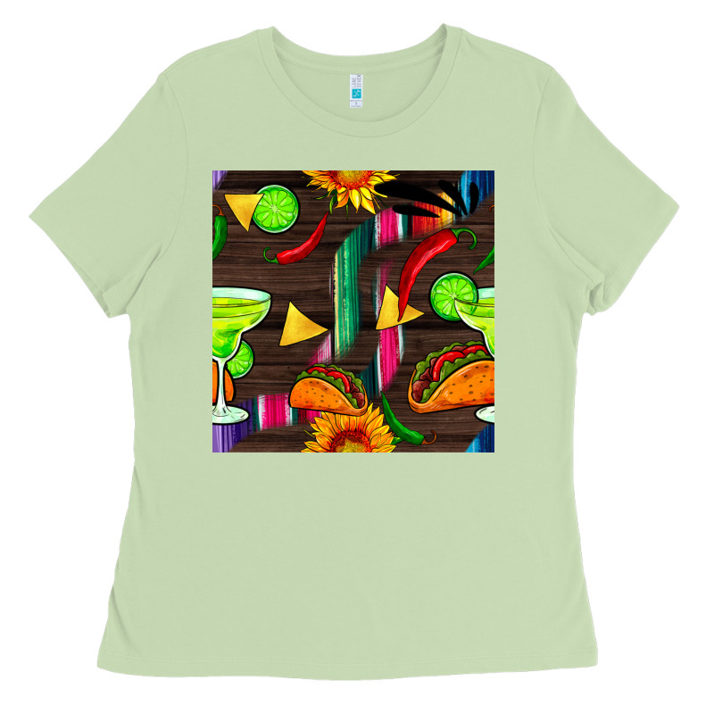 Margarita And Taco Seamless Pattern Ladies Tee by BundleAndBundleShop | Teevron