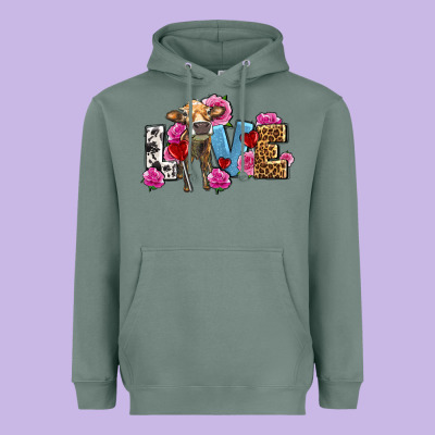 Love With Cow Olivia Heavyweight Hoodie Designed By Oliviacreatesart