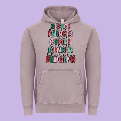 Dasher Dancer Prancer Vixer Comet Cupid Donner Bli Vintage Hoodie Designed By Maliassmallbusiness