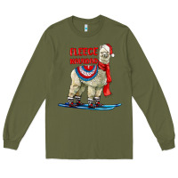 Army Green Fleece Navidad Alpaca Long Sleeve Tee - LillyAllenDesigns
