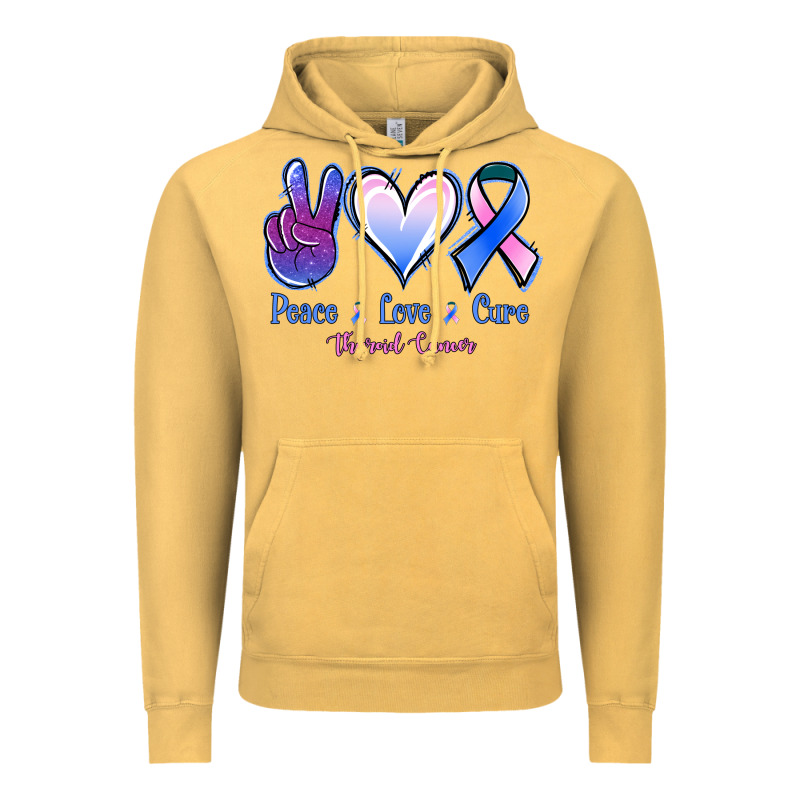 Peace Love Cure Thyroid Cancer Vintage Hoodie by Jasminsmagicworld | Teevron