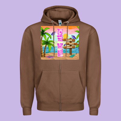 Feeling Beachy Zipper Hoodie Designed By Tumblerdesignbyshophia
