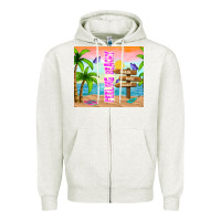 Oatmeal Heather feeling beachy Zipper Hoodie - TumblerDesignByShophia