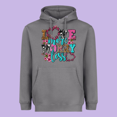 Love More Worry Less Olivia Heavyweight Hoodie Designed By Oliviacreatesart
