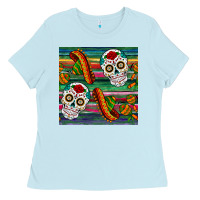 Sugar Skull Seamless Pattern Ladies Tee | Teevron