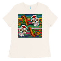 Bone sugar skull seamless pattern Ladies Tee - BundleAndBundleShop