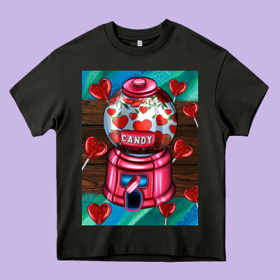 Candy Machine  With Heart Candies  Air Heavy Core Tee Designed By Adodesignshop