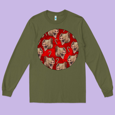 Christmas Pig Long Sleeve Tee Designed By Lillyallendesigns