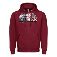 Burgundy American Nurse 4th of july Zipper Hoodie - HowdyJamesFarm