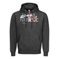 Charcoal Heather American Nurse 4th of july Zipper Hoodie - HowdyJamesFarm