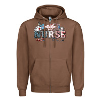 Chestnut American Nurse 4th of july Zipper Hoodie - HowdyJamesFarm