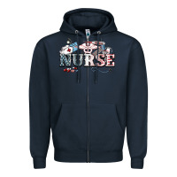 Navy American Nurse 4th of july Zipper Hoodie - HowdyJamesFarm