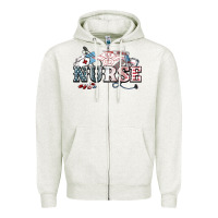 Oatmeal Heather American Nurse 4th of july Zipper Hoodie - HowdyJamesFarm