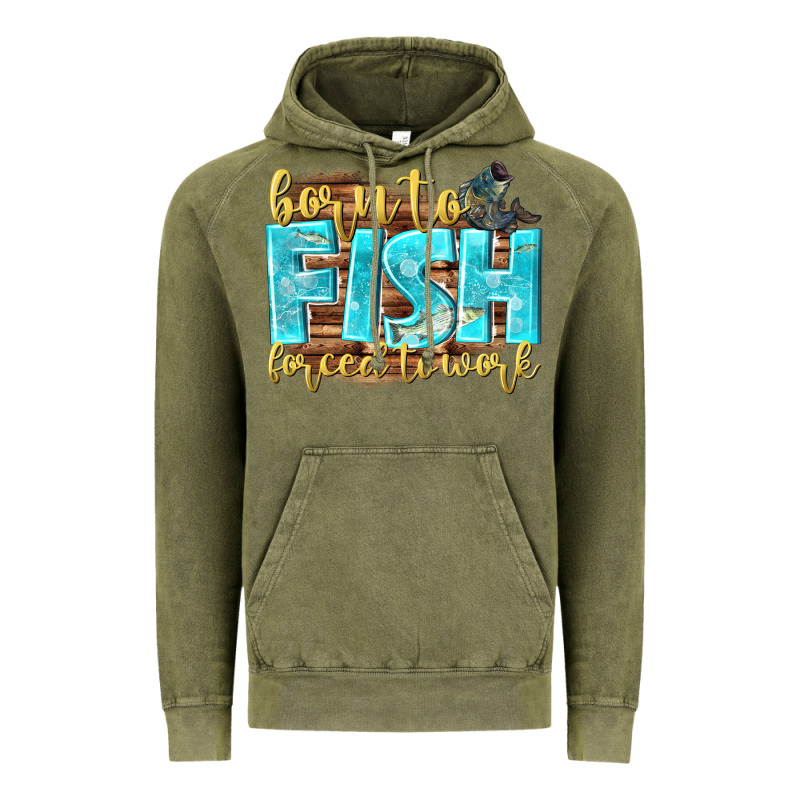 Born To Fish Forced To Work Vintage Hoodie by NancyCooperArtShop | Teevron