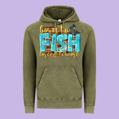 Born To Fish Forced To Work Vintage Hoodie Designed By Nancycooperartshop
