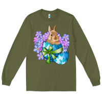 Army Green easter bunny egg flowers Long Sleeve Tee - RanaPortraitStore