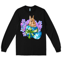 Black easter bunny egg flowers Long Sleeve Tee - RanaPortraitStore