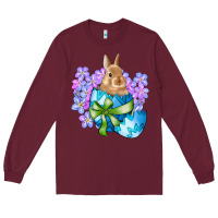 Burgundy easter bunny egg flowers Long Sleeve Tee - RanaPortraitStore
