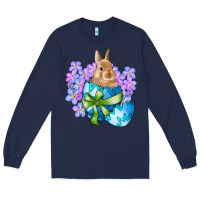 Navy easter bunny egg flowers Long Sleeve Tee - RanaPortraitStore