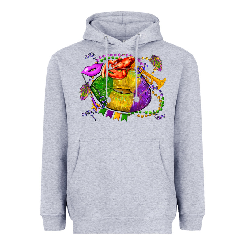 Mardi Gras Lips Olivia Heavyweight Hoodie by OliviaCreatesArt | Teevron