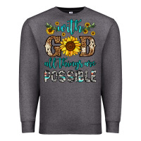 Charcoal Heather with god all things are possible Premium Sweatshirt - OliviaCreatesArt