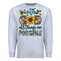 Heather Grey with god all things are possible Premium Sweatshirt - OliviaCreatesArt
