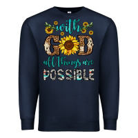 Navy with god all things are possible Premium Sweatshirt - OliviaCreatesArt