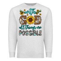 Oatmeal Heather with god all things are possible Premium Sweatshirt - OliviaCreatesArt