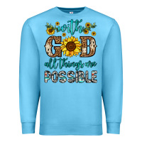 Ocean Blue with god all things are possible Premium Sweatshirt - OliviaCreatesArt