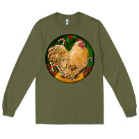 Army Green cochin rooster christmas Long Sleeve Tee - LillyAllenDesigns
