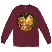 Burgundy cochin rooster christmas Long Sleeve Tee - LillyAllenDesigns