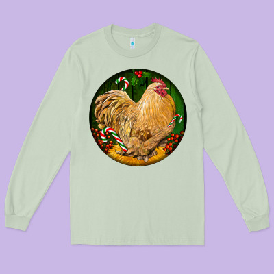 Cochin Rooster Christmas Long Sleeve Tee Designed By Lillyallendesigns
