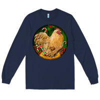 Navy cochin rooster christmas Long Sleeve Tee - LillyAllenDesigns