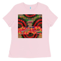 Bubblegum Pink spanish hand fan seamless pattern Ladies Tee - BundleAndBundleShop