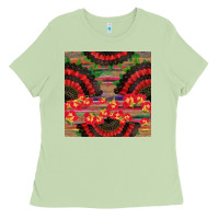 Matcha spanish hand fan seamless pattern Ladies Tee - BundleAndBundleShop