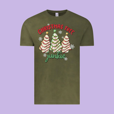 Christmas Tree Junkie Vintage Tee Designed By Maliassmallbusiness