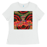 White spanish hand fan seamless pattern Ladies Tee - BundleAndBundleShop