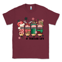 Burgundy teacher christmas Classic Tee - MaliasSmallBusiness
