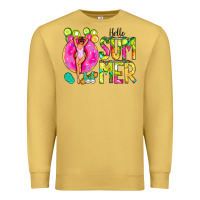 Antique Gold Hello Summer Donut Girl Premium Sweatshirt - CowCowDesign