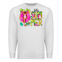 Oatmeal Heather Hello Summer Donut Girl Premium Sweatshirt - CowCowDesign