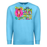 Ocean Blue Hello Summer Donut Girl Premium Sweatshirt - CowCowDesign