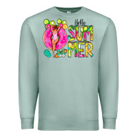 Seafoam Hello Summer Donut Girl Premium Sweatshirt - CowCowDesign
