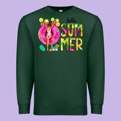 Hello Summer Donut Girl Premium Sweatshirt Designed By Cowcowdesign