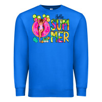 True Royal Hello Summer Donut Girl Premium Sweatshirt - CowCowDesign